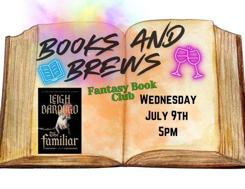 books and brews fantasy book club second Wednesday of the month from 5pm to 6pm