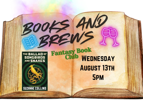 books and brews fantasy book club second Wednesday of the month from 5pm to 6pm