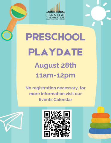 preschool playdate August 28th from 11am-12pm