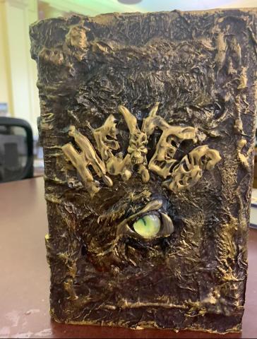 spooky air dry clay decorated book cover