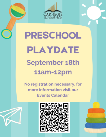 preschool playdate September 18th from 11am-12pm