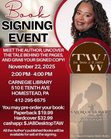 book signing november 22 from 2 to 4pm