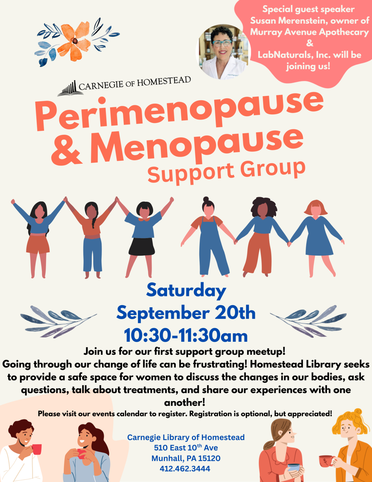 peri menopause support group 10:30-11:30 september 20th